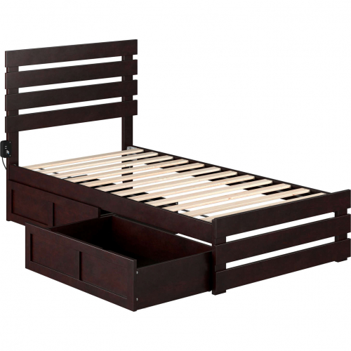 Oxford Twin Bed with Footboard & 2 Drawers in Espresso Finish