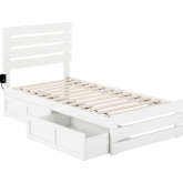 Oxford Twin Bed w/ Footboard, USB Turbo Charger & 2 Drawers in White