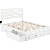 Oxford Full Bed w/ Footboard, USB Turbo Charger & 2 Drawers in White