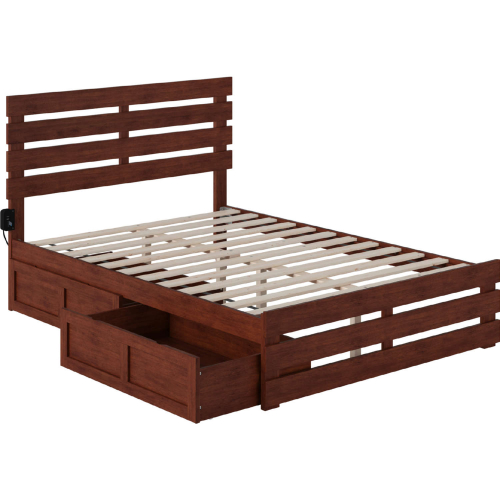 Oxford Full Bed with Footboard, USB Turbo Charger & 2 Drawers in Walnut