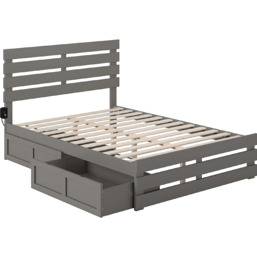 Oxford Full Bed w/ Footboard, USB Turbo Charger & 2 Drawers in Grey