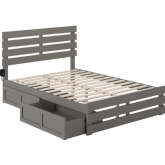 Oxford Full Bed w/ Footboard, USB Turbo Charger & 2 Drawers in Grey