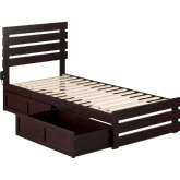 Oxford Twin XL Bed w/ Footboard & 2 Drawers in Espresso Finish