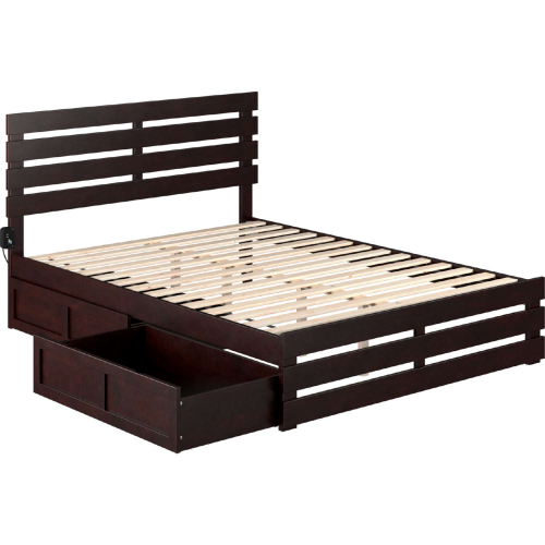 Oxford Queen Bed w/ Footboard & 2 Drawers in Espresso Finish