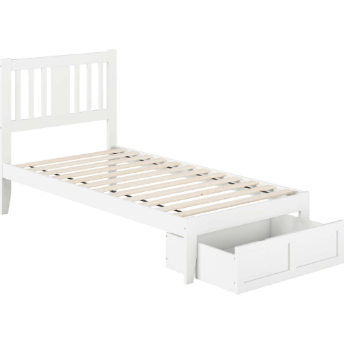 Tahoe Twin Bed w/ Foot Drawer & USB Turbo Charger in White