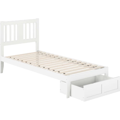 Tahoe Twin XL Bed w/ Foot Drawer & USB Turbo Charger in White