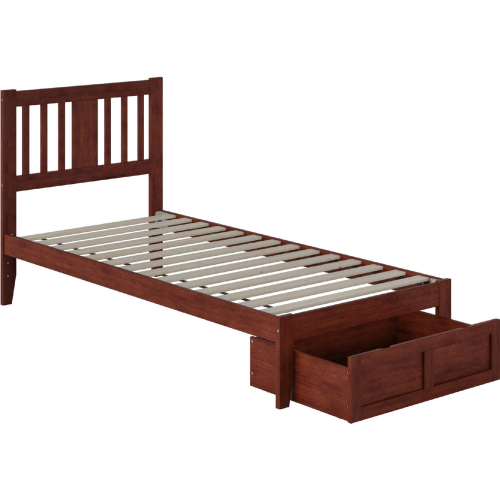 Tahoe Twin XL Bed with Foot Drawer & USB Turbo Charger in Walnut