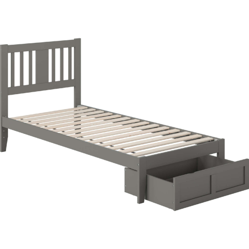 Tahoe Twin XL Bed w/ Foot Drawer & USB Turbo Charger in Grey