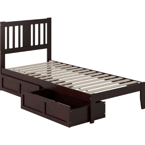 Tahoe Twin XL Bed w/ 2 Drawers in Espresso Finish Wood