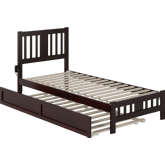 Tahoe Twin XL Bed w/ Footboard & Twin XL Trundle in Espresso Finish Wood