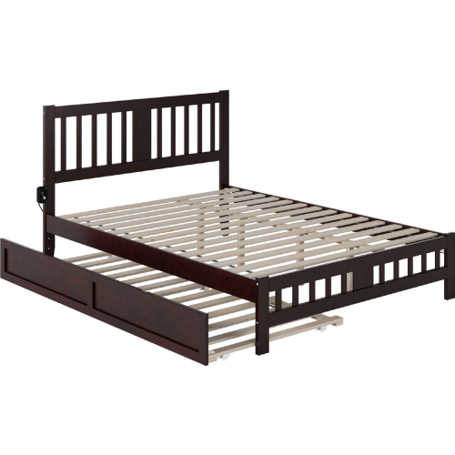 Tahoe Queen Bed w/ Footboard & Twin XL Trundle in Espresso Finish Wood