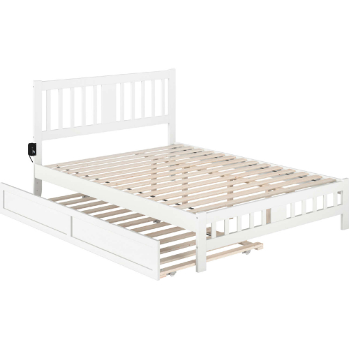 Tahoe Queen Bed w/ Footboard & Twin XL Trundle in White Finish