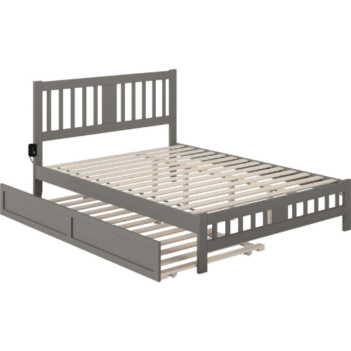 Tahoe Queen Bed w/ Footboard & Twin XL Trundle in Grey Finish