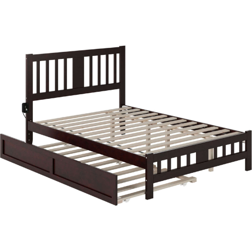 Tahoe Full Bed with Footboard & Twin Trundle in Espresso Finish Wood