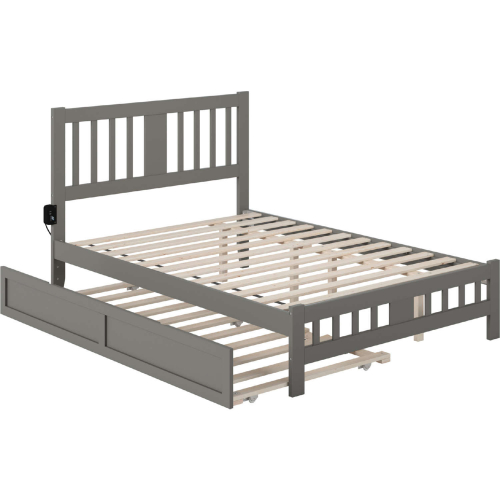 Tahoe Full Bed with Footboard & Twin Trundle in Grey Finish