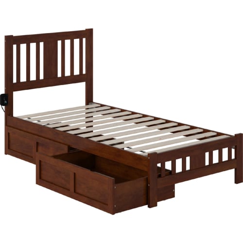 Tahoe Twin Bed w/ Footboard & 2 Drawers in Walnut Finish