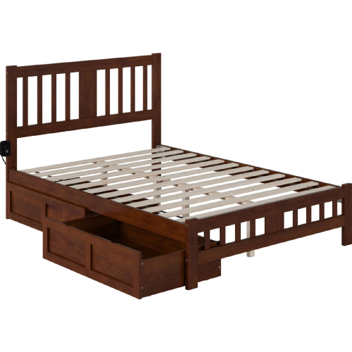 Tahoe Full Bed with Footboard & 2 Drawers in Walnut Finish