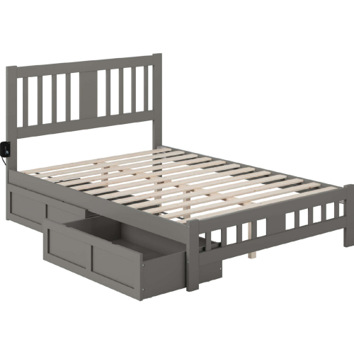 Tahoe Full Bed w/ Footboard & 2 Drawers in Grey Finish