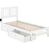 Tahoe Twin XL Bed w/ Footboard & 2 Drawers in White Finish