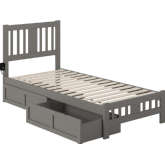 Tahoe Twin XL Bed w/ Footboard & 2 Drawers in Grey Finish