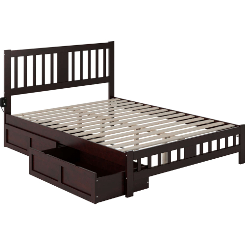 Tahoe Queen Bed w/ Footboard & 2 Drawers in Espresso Finish Wood