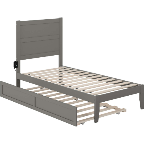 NoHo Twin Bed w/ Twin Trundle in Grey Finish