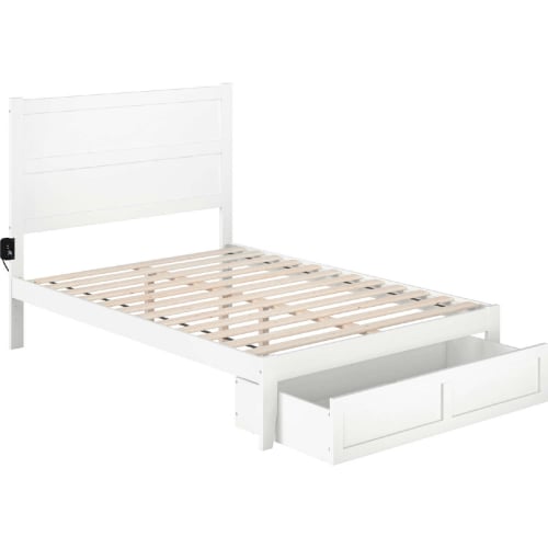 NoHo Full Bed w/ Foot Drawer in White Finish