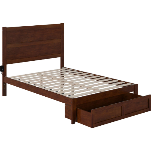 NoHo Full Bed w/ Foot Drawer in Walnut Finish