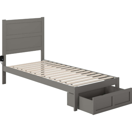 NoHo Twin XL Bed w/ Foot Drawer in Grey Finish