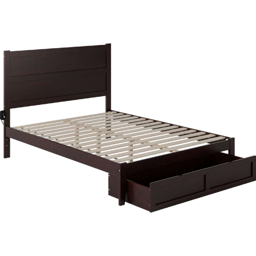 NoHo Queen Bed with Foot Drawer in Espresso Finish Wood