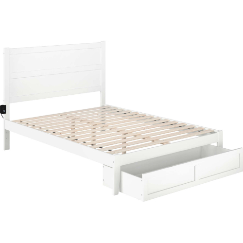 NoHo Queen Bed w/ Foot Drawer in White Finish