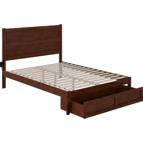 NoHo Queen Bed w/ Foot Drawer in Walnut Finish