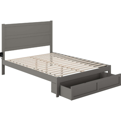 NoHo Queen Bed w/ Foot Drawer in Grey Finish