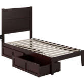 NoHo Twin Bed w/ 2 Drawers in Espresso Finish Wood