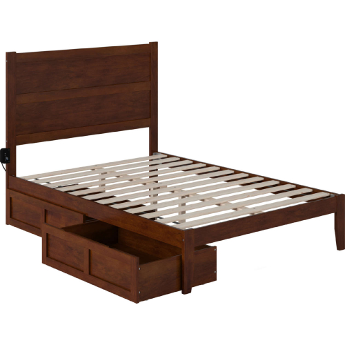 NoHo Full Bed w/ 2 Drawers in Walnut Finish