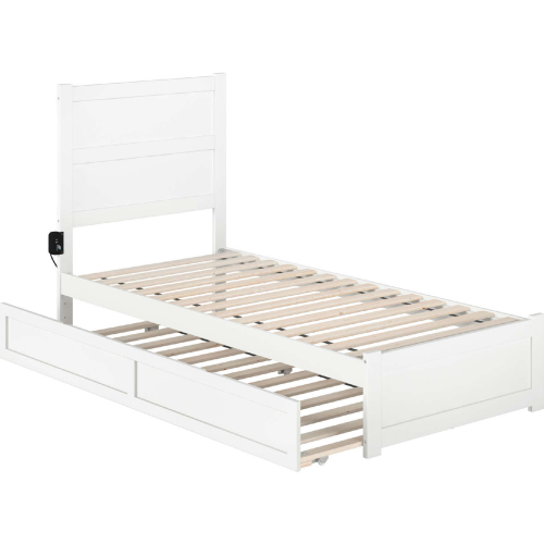 NoHo Twin XL Bed w/ Footboard & Twin XL Trundle in White Finish