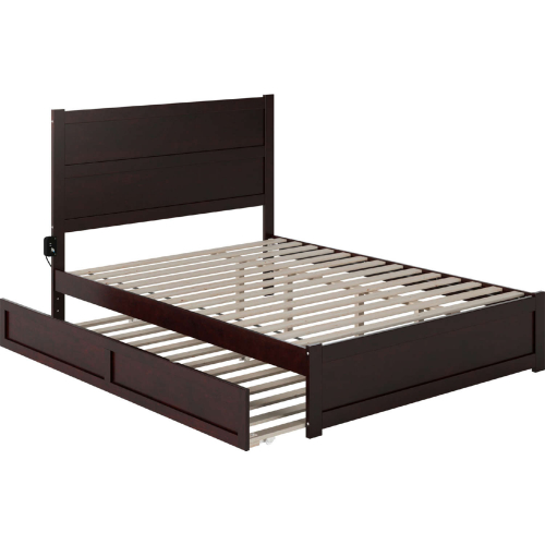 NoHo Queen Bed w/ Footboard & Twin XL Trundle in Espresso Finish Wood