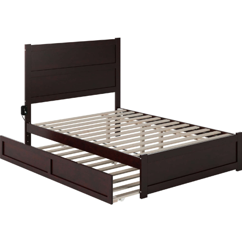 NoHo Full Bed w/ Footboard & Twin Trundle in Espresso Finish Wood