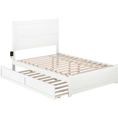 NoHo Full Bed w/ Footboard & Twin Trundle in White Finish