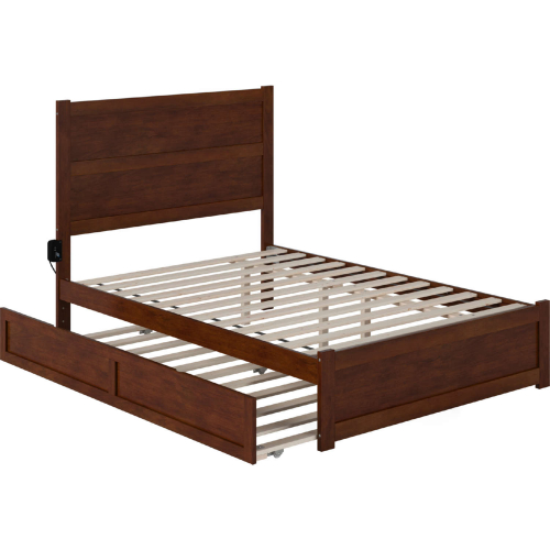 NoHo Full Bed with Footboard & Twin Trundle in Walnut Finish