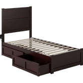 NoHo Twin Bed w/ Footboard & 2 Drawers in Espresso Finish Wood