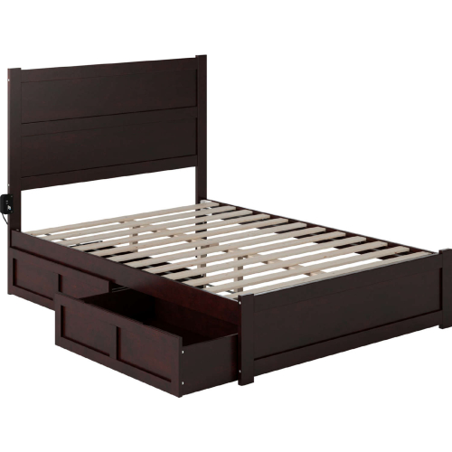 NoHo Full Bed w/ Footboard & 2 Drawers in Espresso Finish Wood