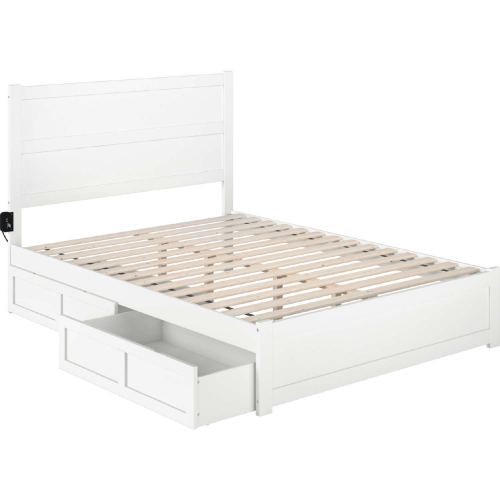 NoHo Queen Bed with Footboard & 2 Drawers in White Finish