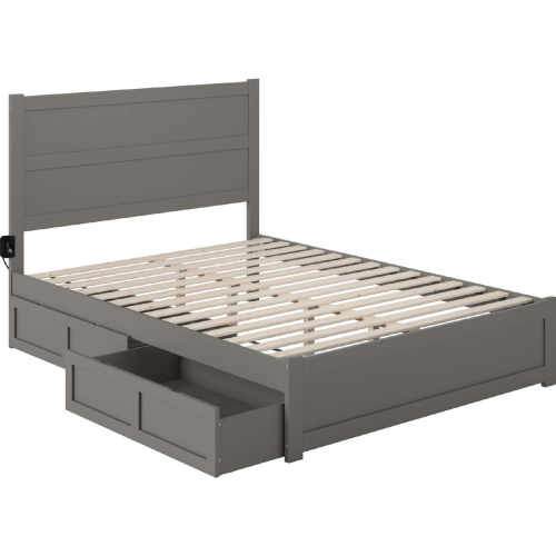 NoHo Queen Bed with Footboard & 2 Drawers in Grey Finish