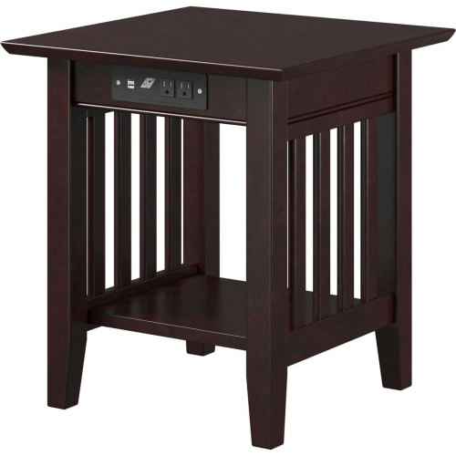 Mission End Table w/ Charging Station in Espresso