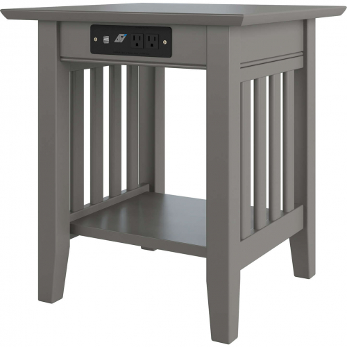 Mission End Table w/ Charging Station in Grey Wood