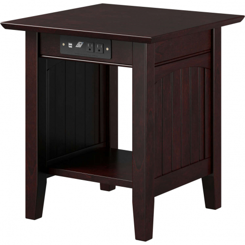 Nantucket End Table w/ Charging Station in Espresso