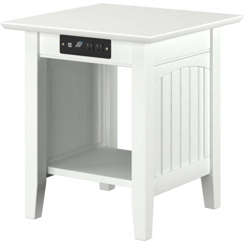 Nantucket End Table w/ Charger in White