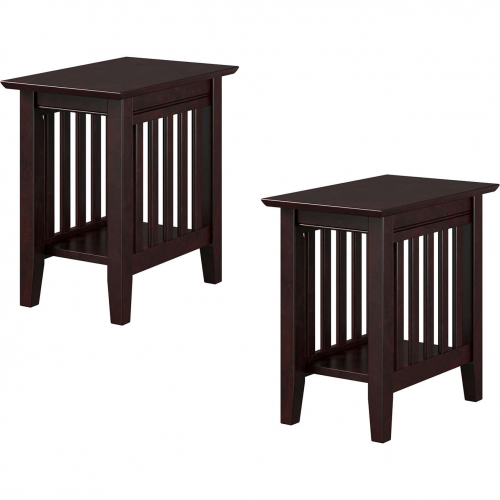 Mission Side Table in Black Espresso Finish Solid Wood (Set of 2)