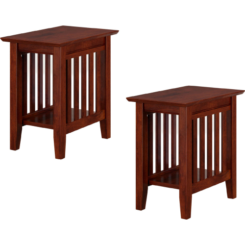 Mission Side Table in Walnut Finish Solid Wood (Set of 2)